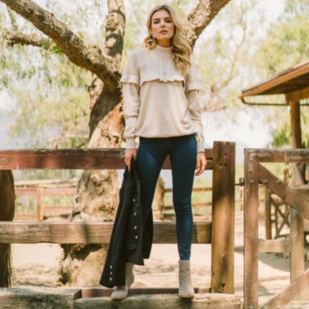 Everly Cream Cowl Neck Sweater - Picture 2 of 7